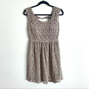 Papillon Crochet Lace Open Back A-Line Mini Dress Womens Size Small